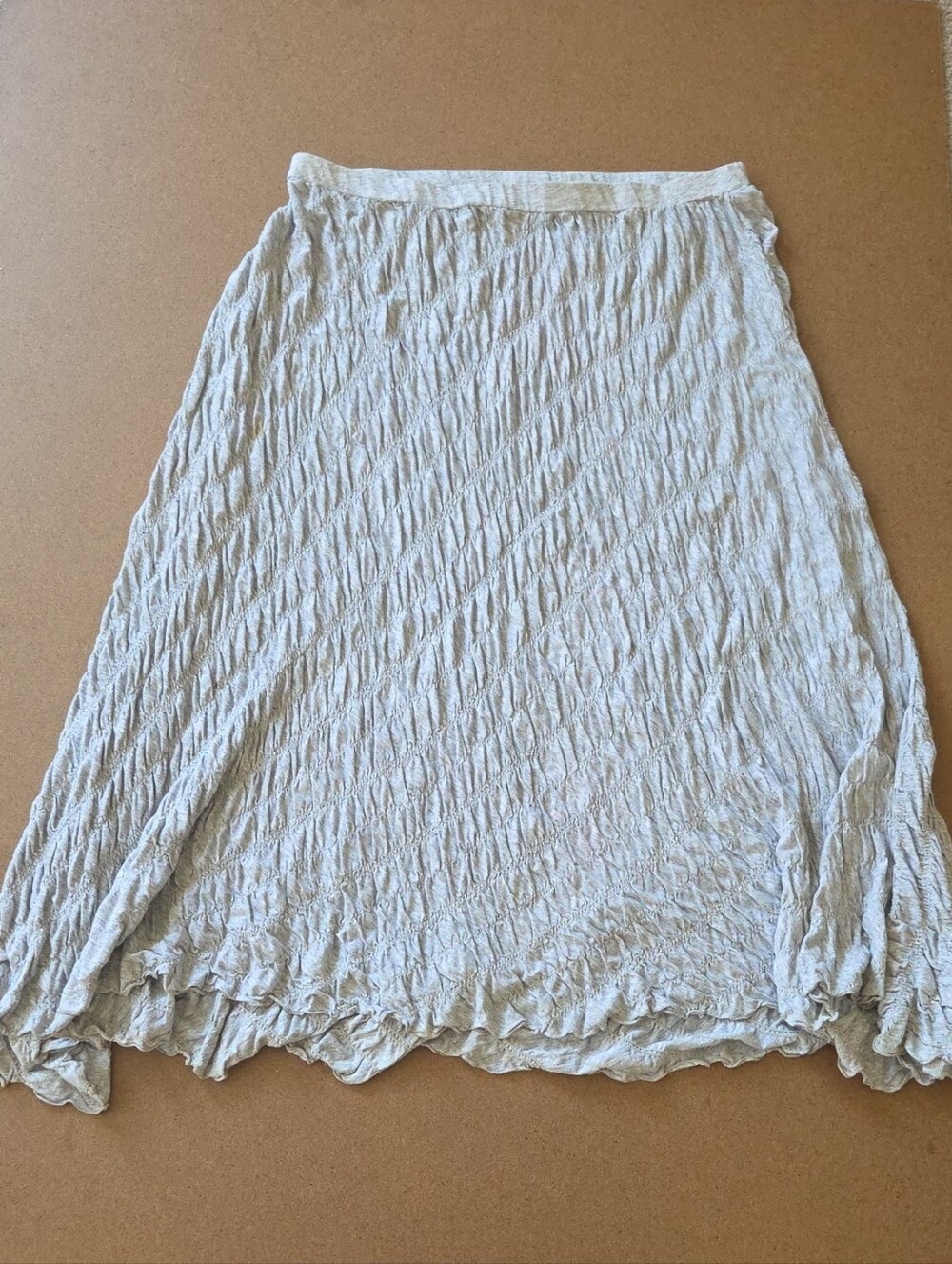 Light Gray Crinkled Midi Skirt - Women's Casual A-Line